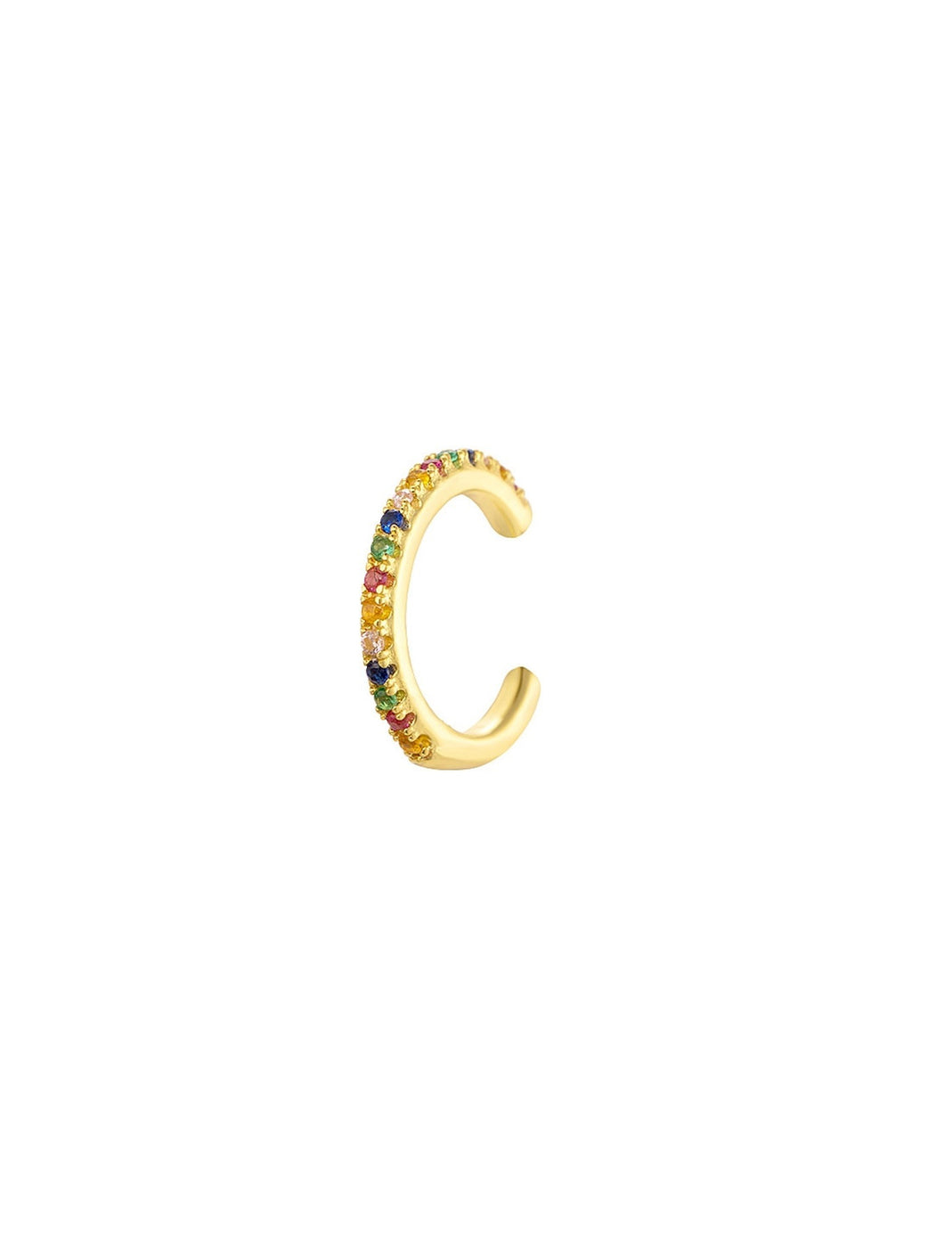 Pendiente ear cuff circonitas colores - Plata 925 Baño oro 18K