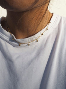 Collar dots circonitas - Acero dorado baño oro 18k